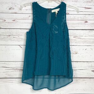 chandi & lia Sleeveless Sheer Embroidered Top